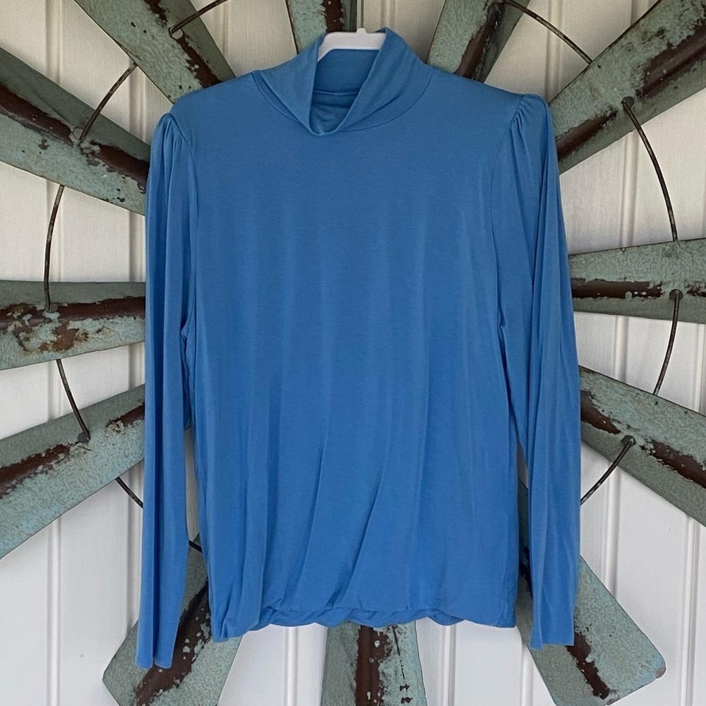 J Crew Top Womens Size XXL Blue Form Knit Turtleneck Long Sleeve Layer Casual